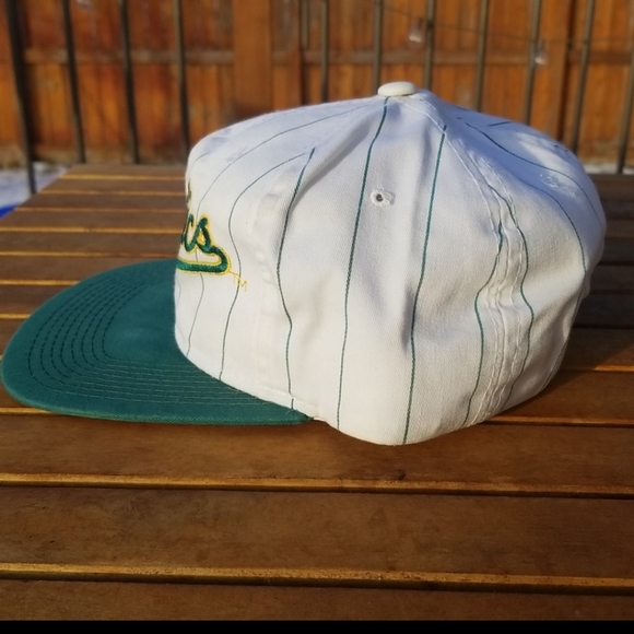 vtg Oakland A's Script Snapback Pin Stripe Starter Hat - CLEAN - Picture 5 of 11